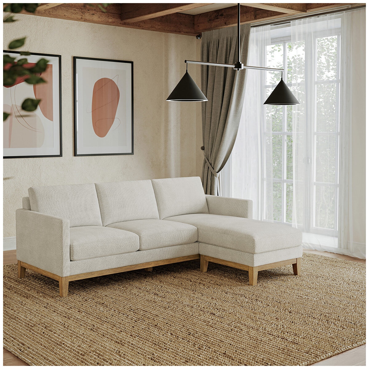 Henredon Fabric Sofa With Reversible Chaise