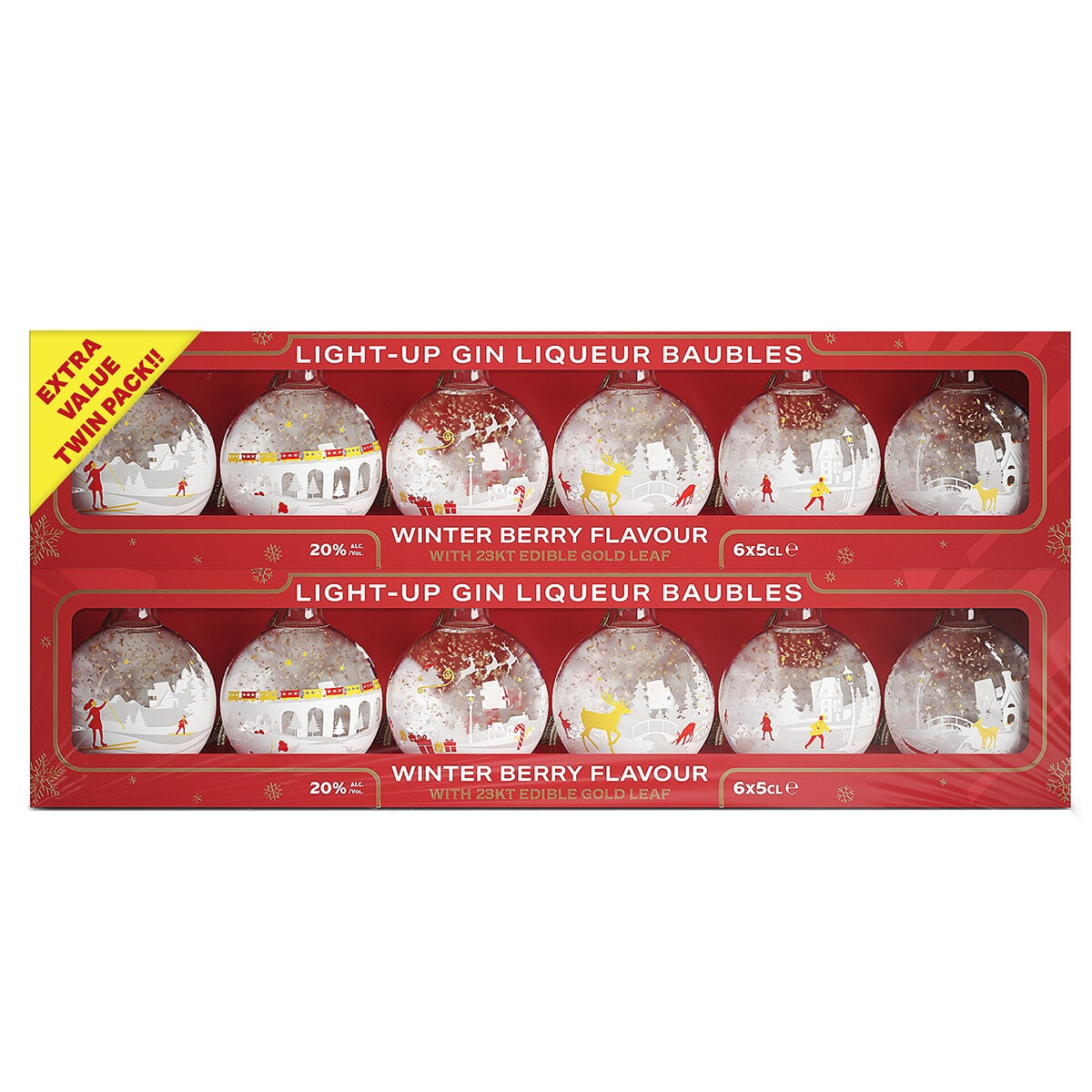 Light Up Gin Liqueur Baubles Twin Pack 6 X 50 Ml Costco