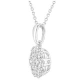 18KT White Gold 0.95ctw Diamond Round Cluster Pendant