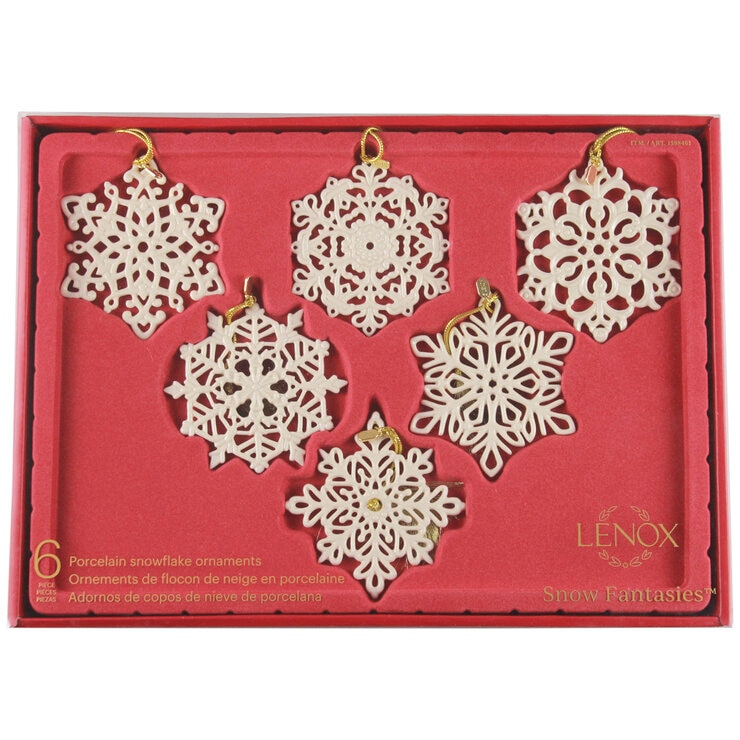 Lenox Porcelain Snowflake Ornaments Set of 6