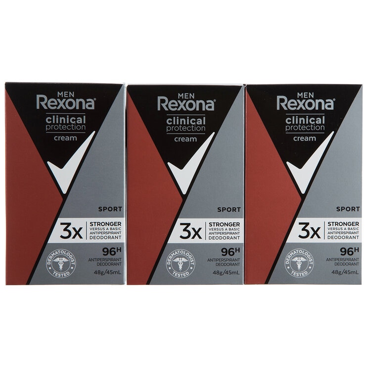 Rexona Men Clinical Protection Antiperspirant Cream Sport 3x45ml Rexona Men Clinical Protection Antiperspirant Cream Sport 3x45ml