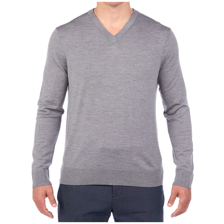 Brooks Brothers Men's Merino Sweater Grey V-Neck | Costco Australia