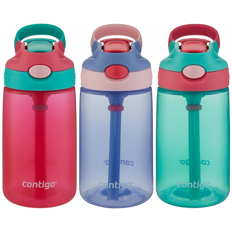 Contigo Kids' Gizmo Water Bottles 3 x 414ml Red, Teal & Purple | Costco ...