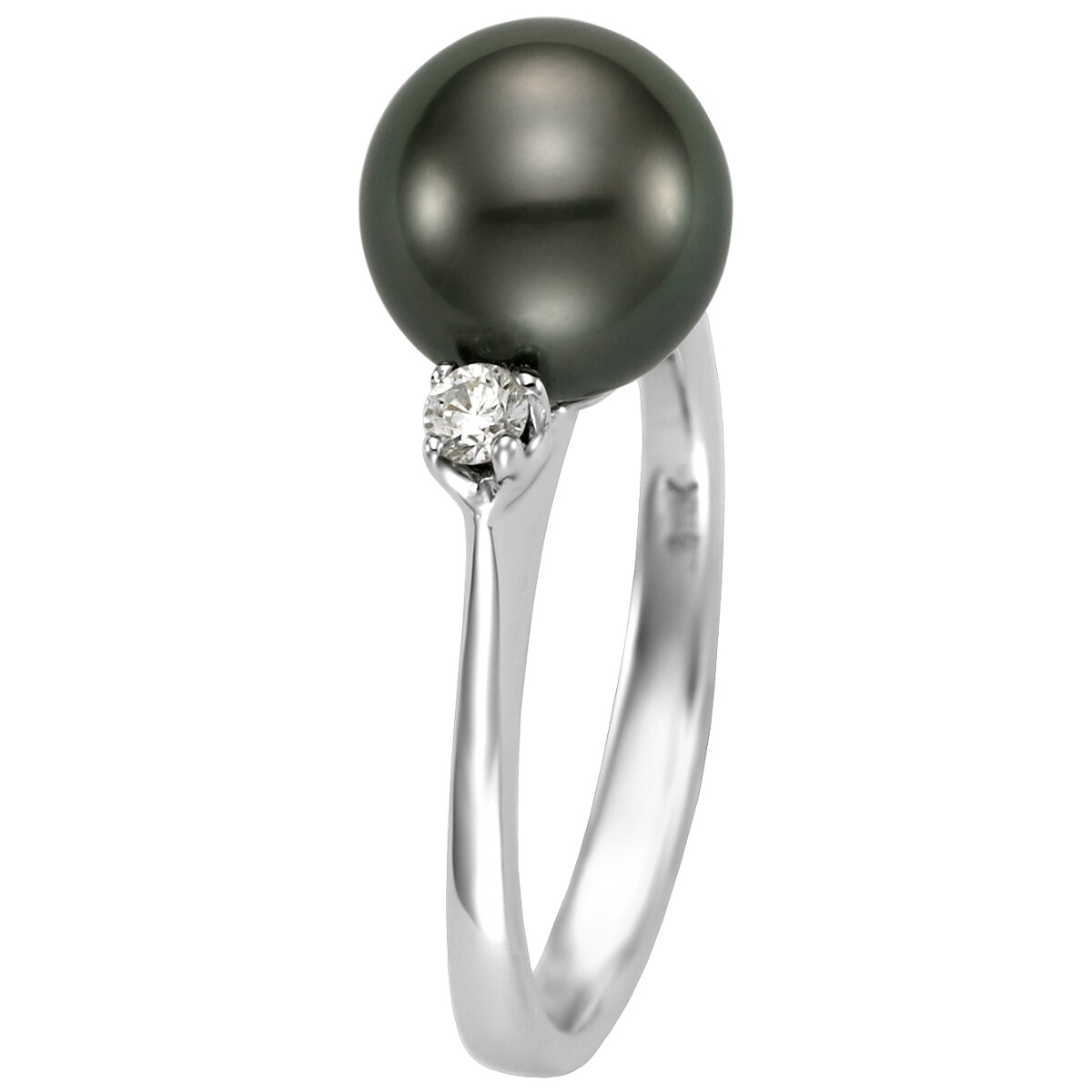 18KT White Gold 0.12ctw Diamond 8-9mm Cultured Pearl Ring