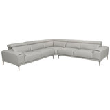 Abbyson Quinton Top Grain Leather Sectional with Adjustable Headrests Grey