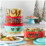 Pyrex Holiday Glass Storage 8 Piece Set Mickey and Minnie