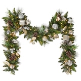 Decorated Pre-Lit Christmas Garland 2.74m