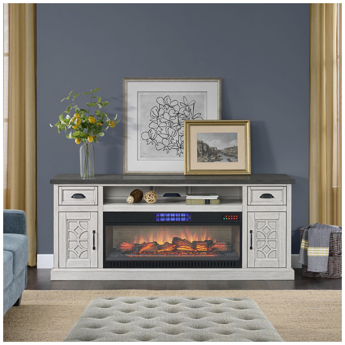 Bayside Furnishings TV Console With Electric Fireplace