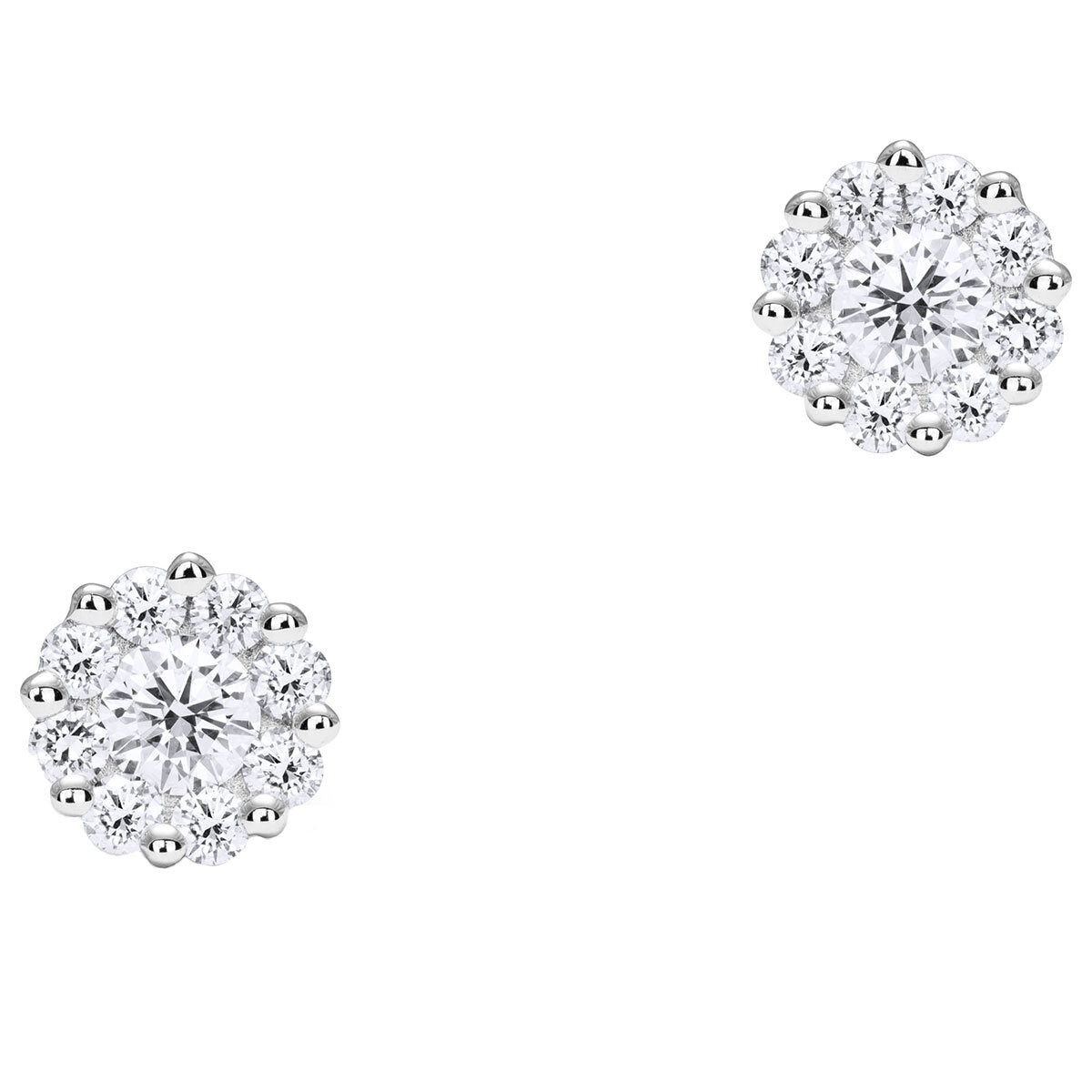 18KT White Gold 0.50ctw Diamond Cluster Stud Earrings