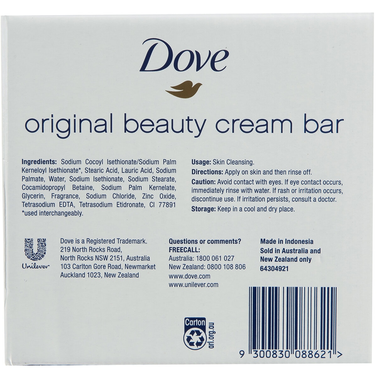 Dove Original Bar Soap 16x135g