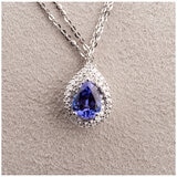 14KT White Gold 0.21ctw Diamond Tanzanite Pear Shape Pendant