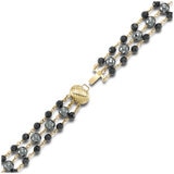 14KT Yellow Gold Hematite Black Onyx Bracelet 3-Row