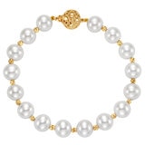 14KT Yellow Gold 8.5-9.5m Cultured Freshwater Pearl Multi-Cut Bead Flower Bracelet