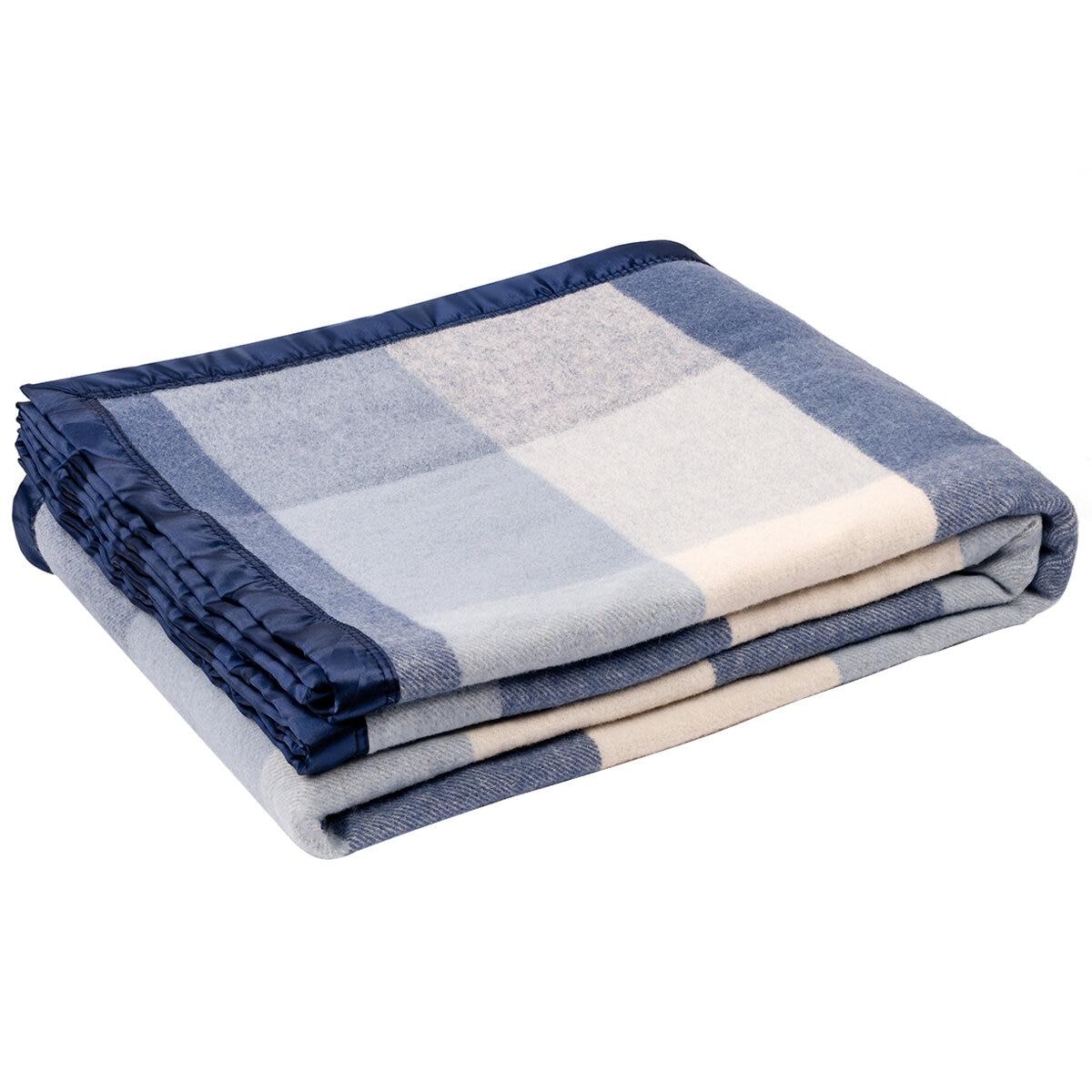 Onkaparinga Australian Wool Blanket Queen Navy Check