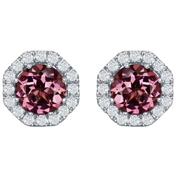 18KT White Gold 0.61ctw Diamond And Tourmaline Earrings