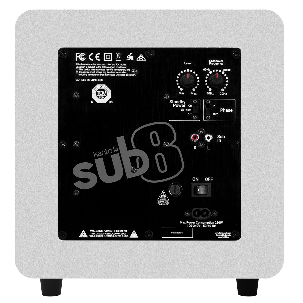 Kanto SUB8 300W 8 Inch Sealed Powered Subwoofer Matte White KO-SUB8VMW-I