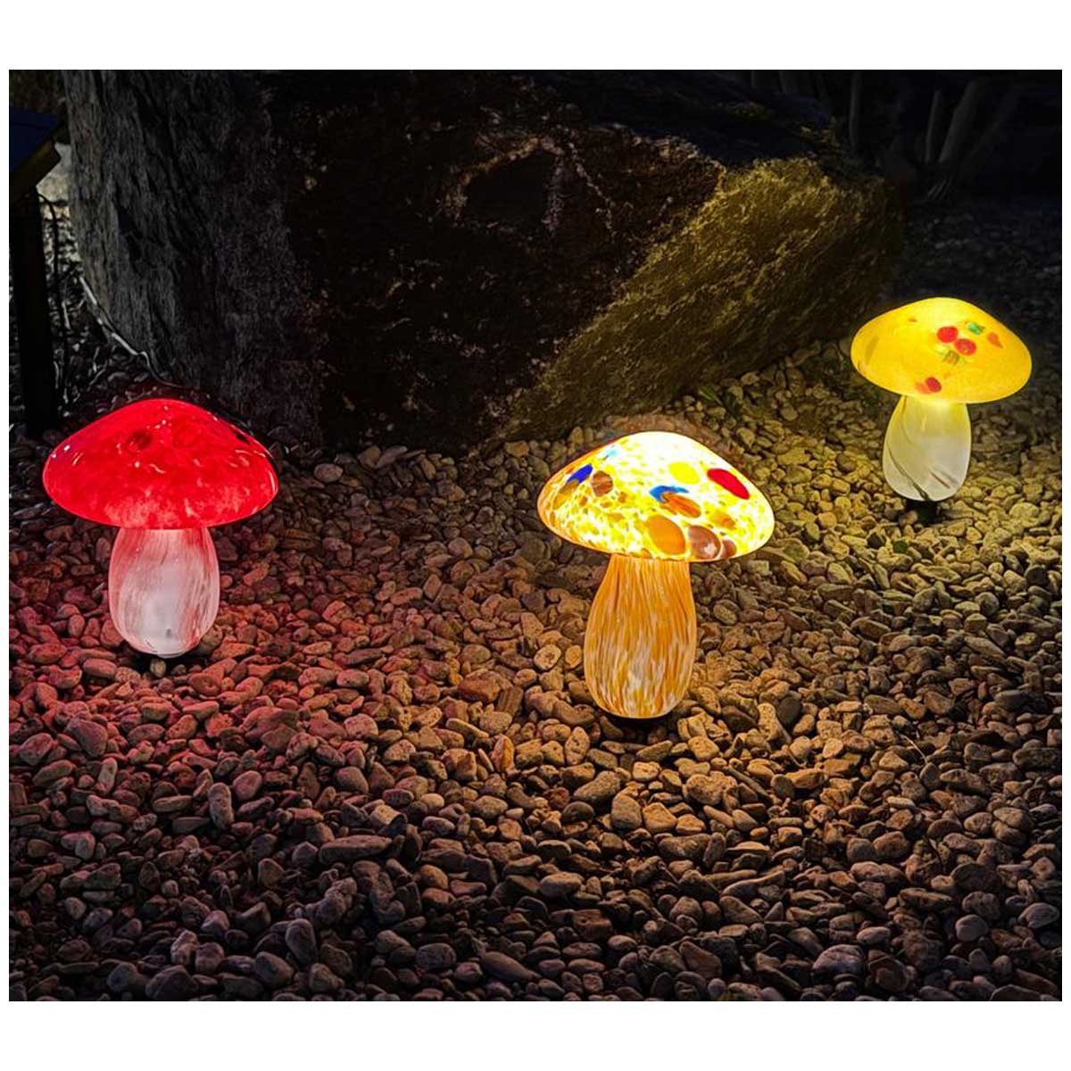 Infinity X1 Solar Landscape Light Glass Mushroom 3 Pack Infinity X1 Solar Landscape Light Glass Mushroom 3 Pack