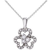 18KT White Gold 0.25ctw Round Brilliant Cut Diamond Clover Pendant/