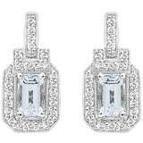 18KT White Gold 0.18ctw Diamond And Aquamarine Earrings