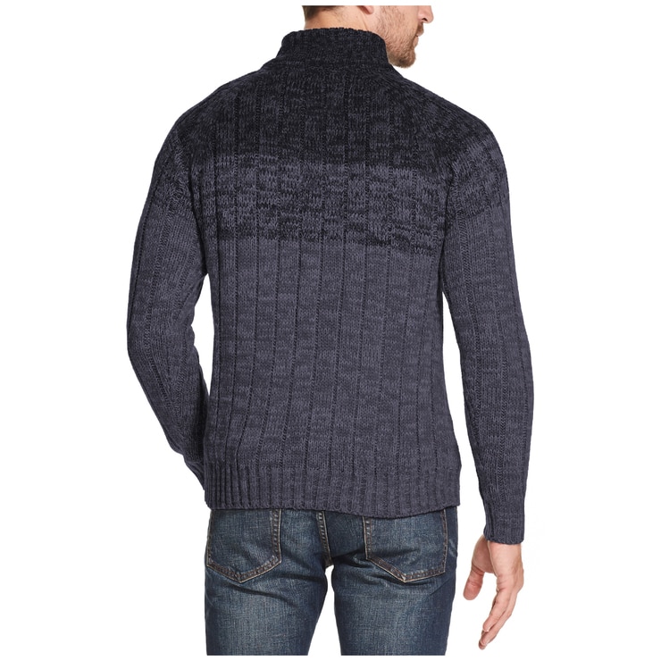 Weatherproof Men's Buttonmock Cable Sweater Navy | Costco Australia