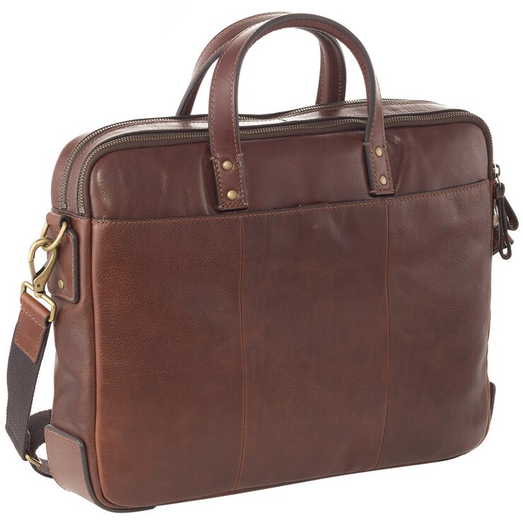 Fossil Haskell Double Zip Work Bag Cognac | Costco Australia