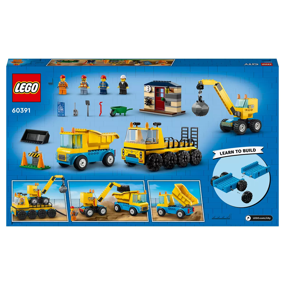 LEGO City Construction Trucks and Wrecking Ball Crane 60391