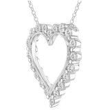 14KT White Gold 1.00ctw Round Diamond Heart Pendant