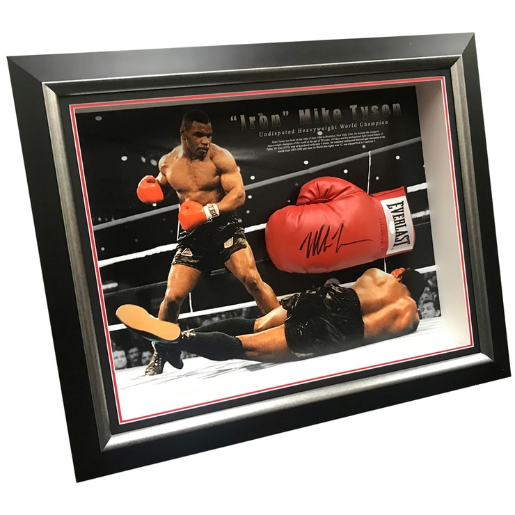 Icons of Sport Iron Mike Tyson Signed Everlast Boxing Glove Framed Icons of Sport Iron Mike Tyson Signed Everlast Boxing Glove Framed