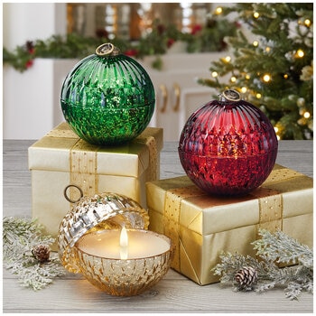 Glass Ornament With LED Candle Set 3 Piece