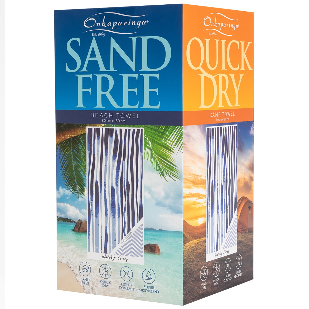 Onkaparinga Sand Free 4 in 1 towels - WATERY LINES