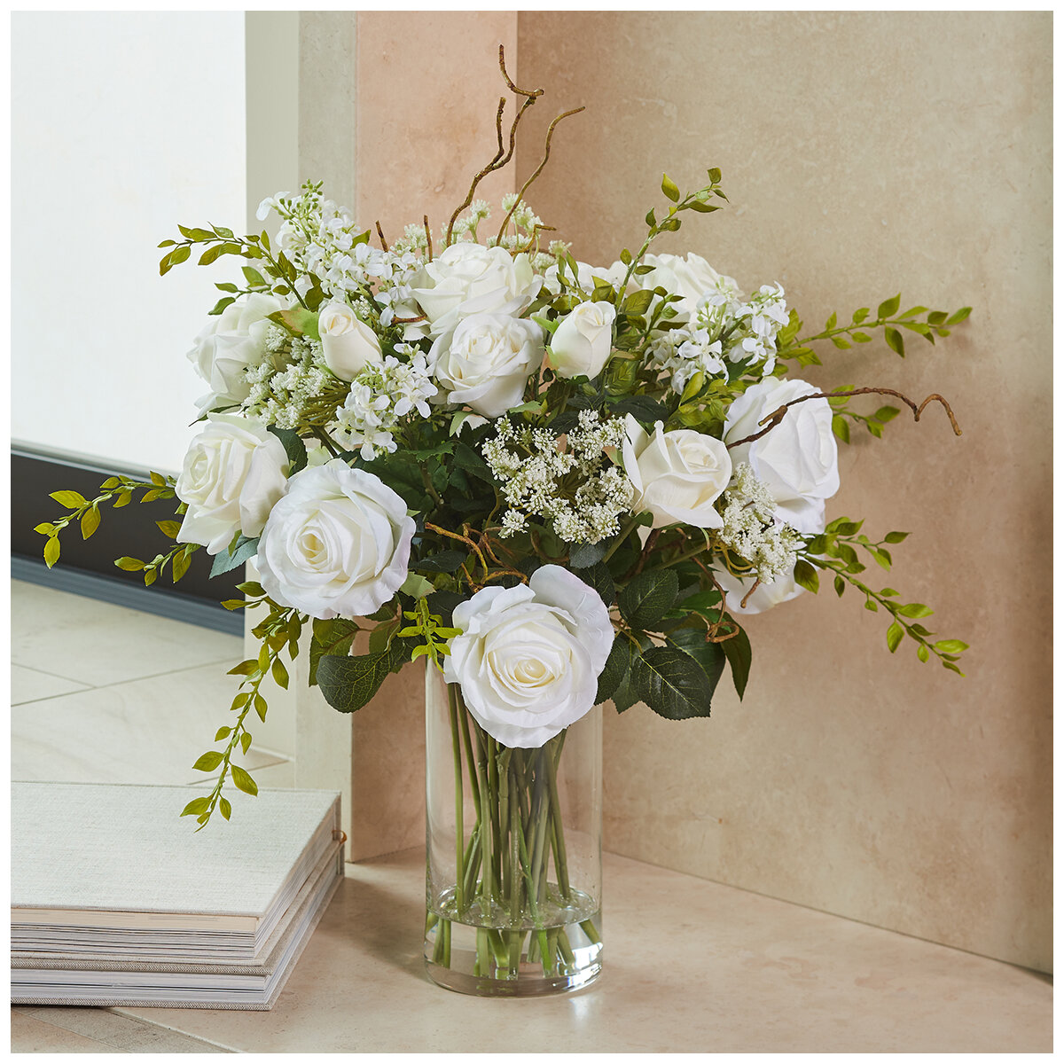 CG Hunter Faux English Rose Floral Arrangement 61cm