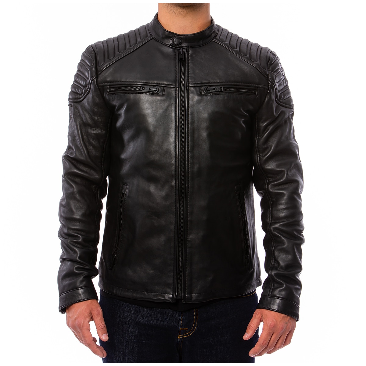 Superdry New Hero Men's Racer Black Leather Jacket | Cost...