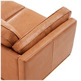 Valencia Artisan Modern Top Grain Leather Sofa With Wooden Base