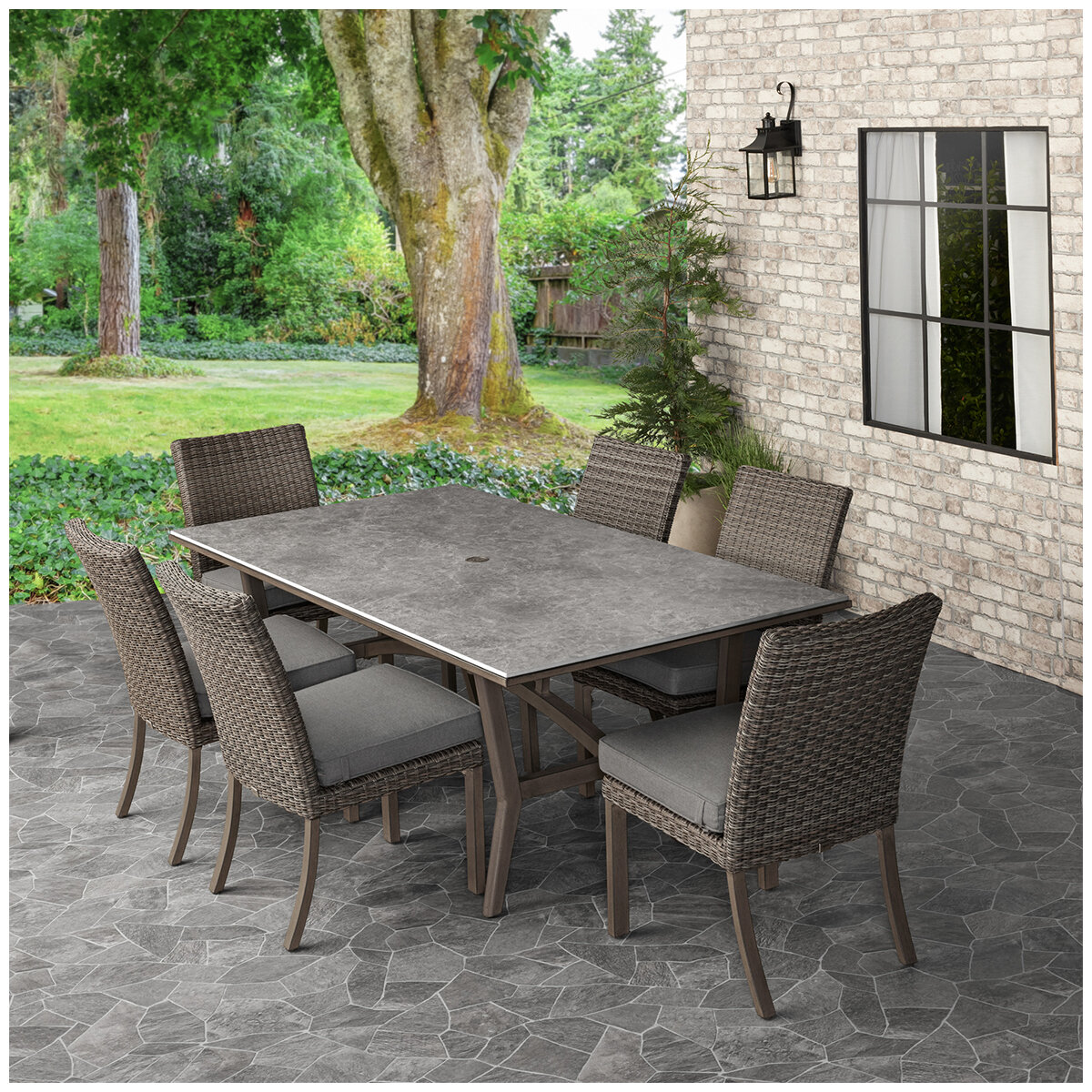 Agio McKinnon 7 Piece Woven Dining Set