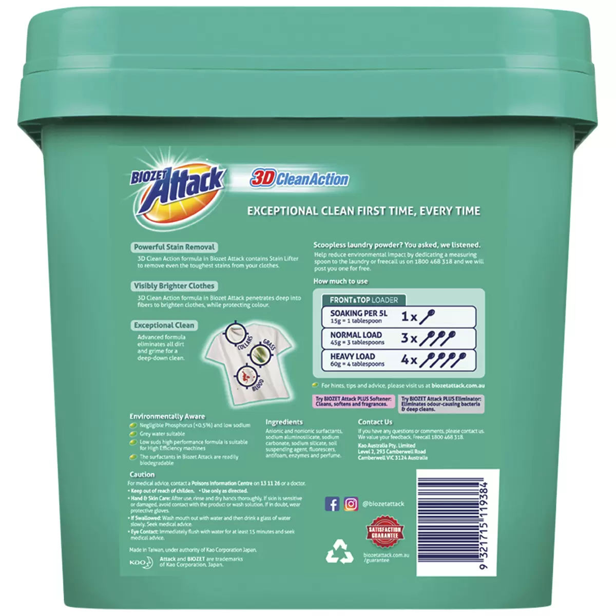 Biozet Attack Laundry Powder 2 x 6kg