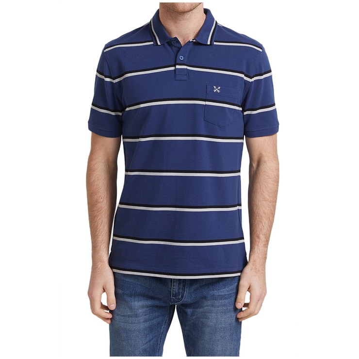 Sportscraft Men's Cotton Polo Shirt Navy Stripe | Costco Australia
