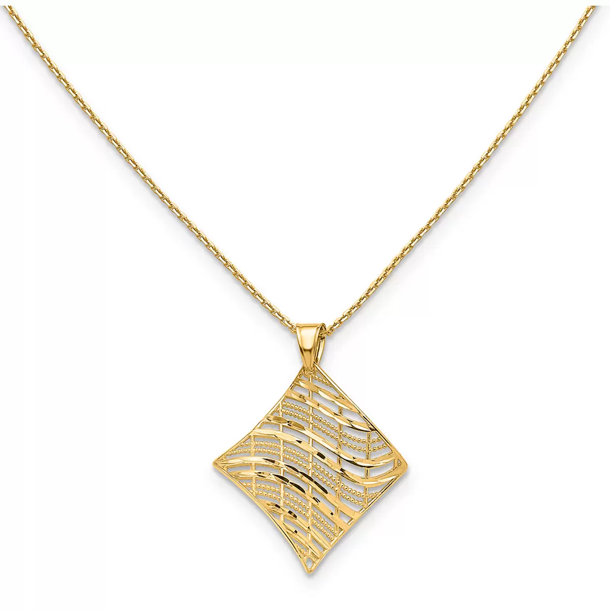 14KT Yellow Gold Fancy Square Pendant