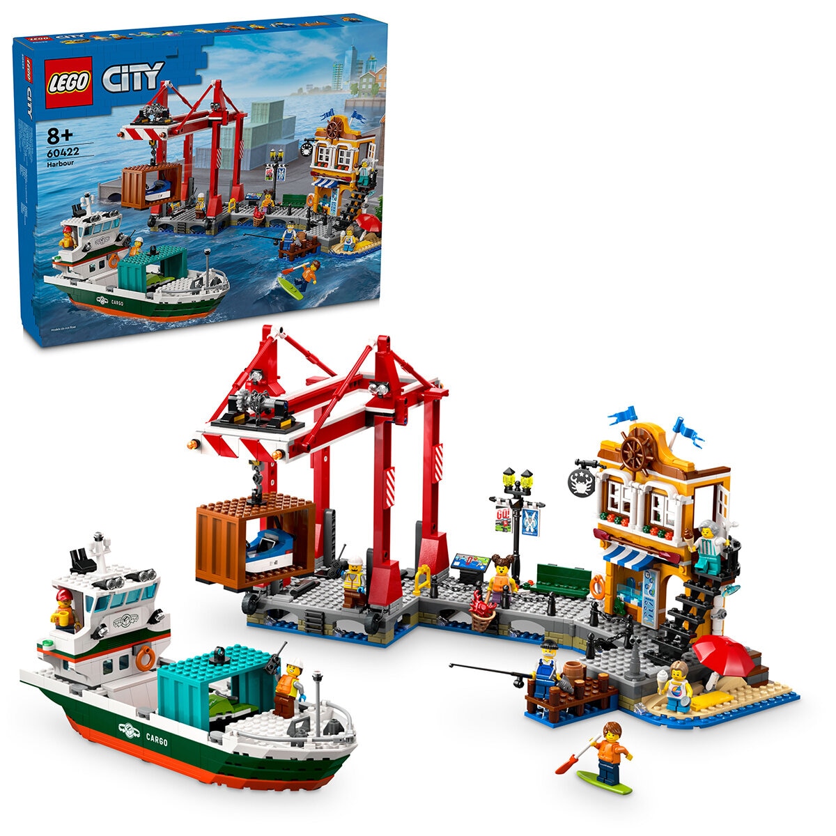 lego city seaside harbor with cargo ship 60