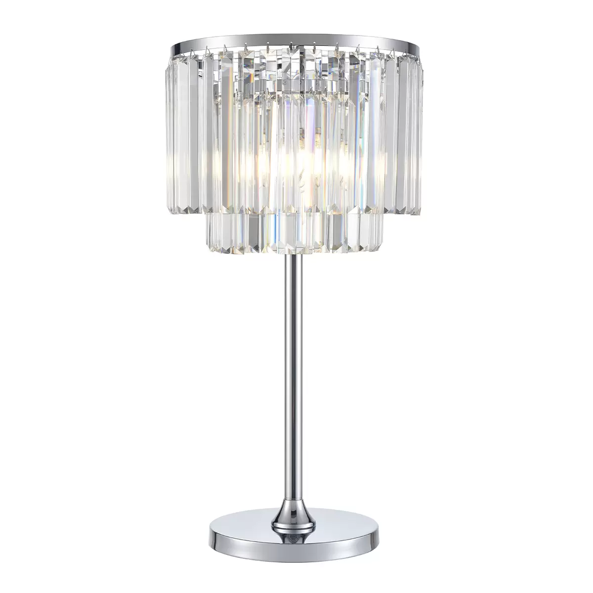 Bridgeport Designs Dual Level Clear Hanging Crystal Table Lamp