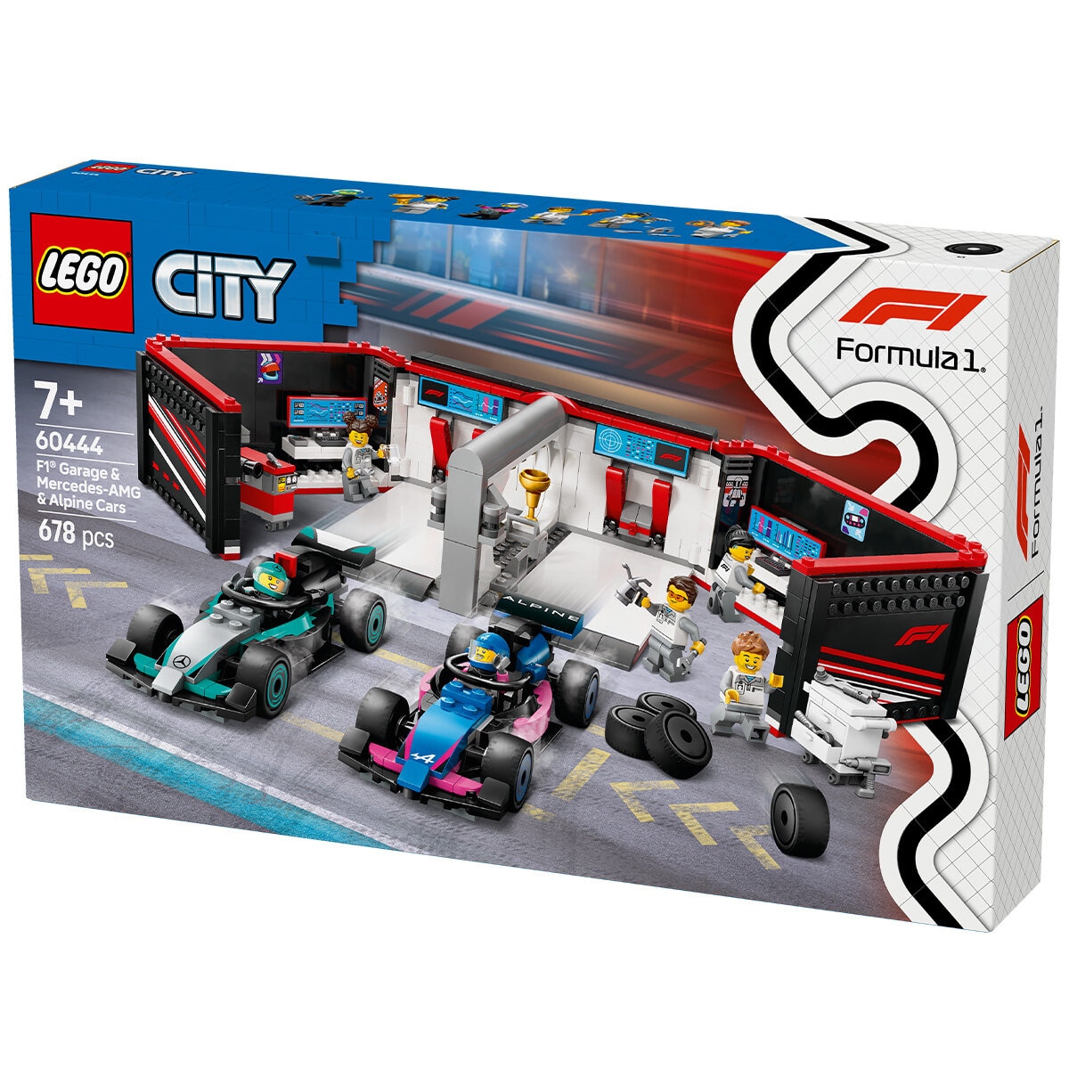 LEGO City F1 Garage & Mercedes-AMG & Alpine Cars Toy Playset 60444