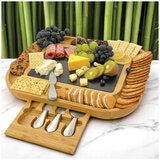 Carrara Bamboo Cheese Board With Stainless Steel Knives Carrara Bamboo Cheese Board With Stainless Steel Knives
