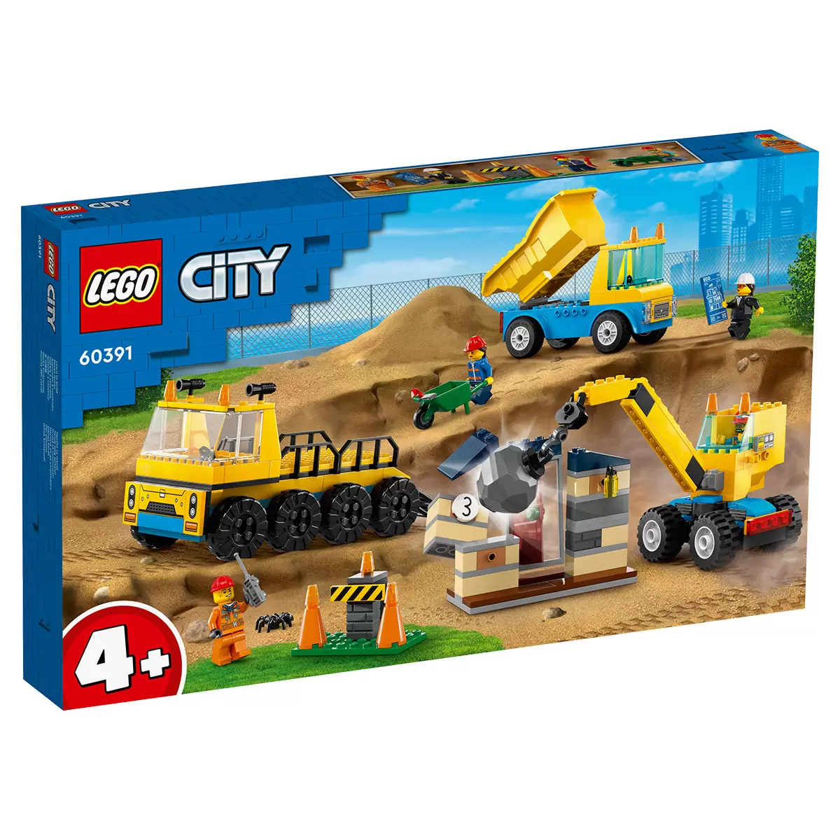 LEGO City Construction Trucks and Wrecking Ball Crane 60391