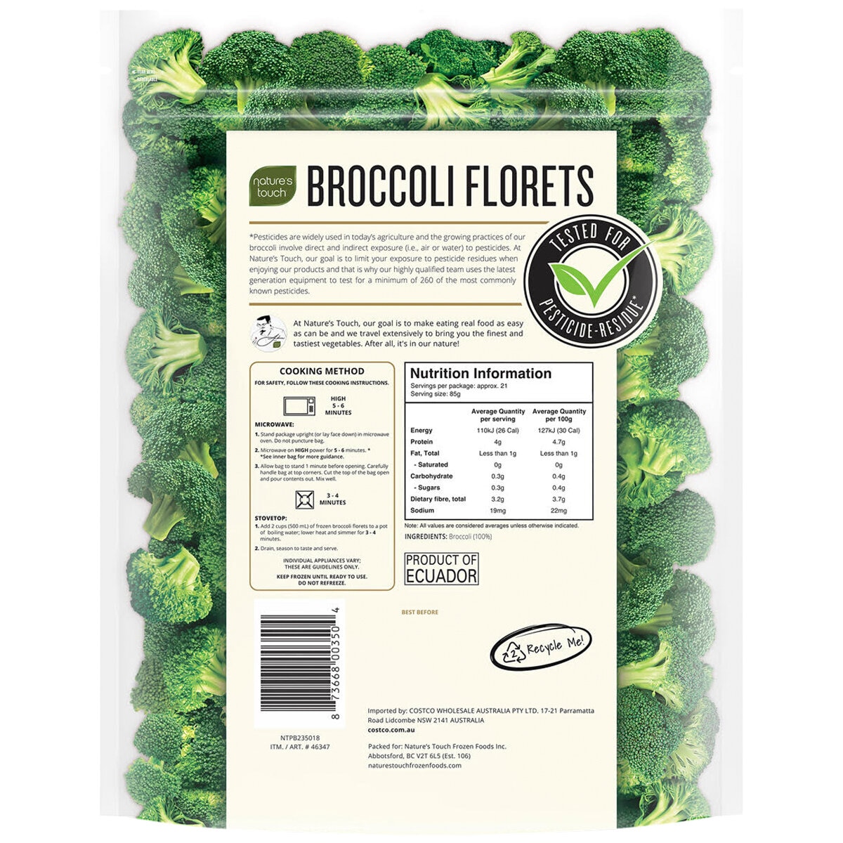 Nature's Touch Broccoli Florets 4 x 454g