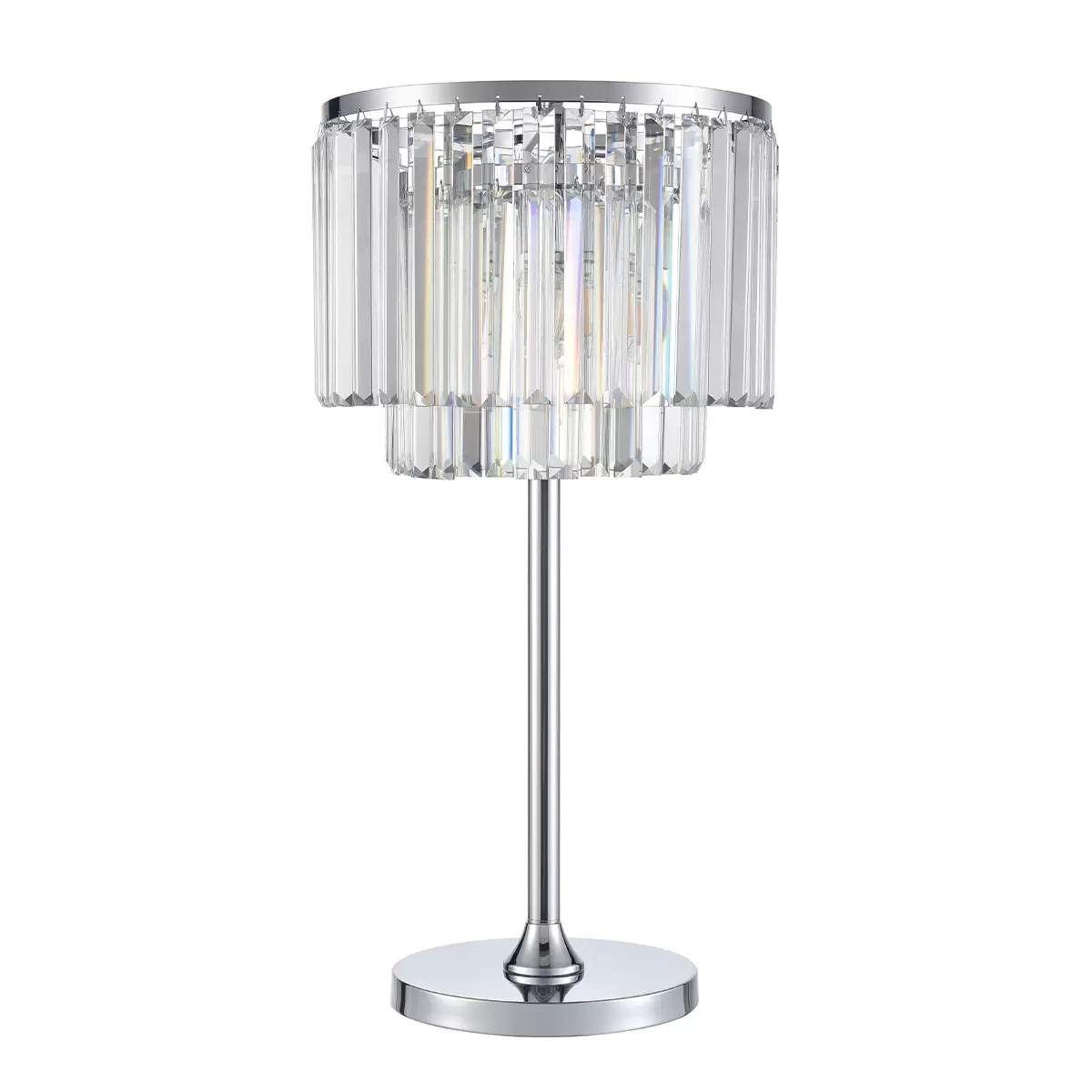 Bridgeport Designs Dual Level Clear Hanging Crystal Table Lamp