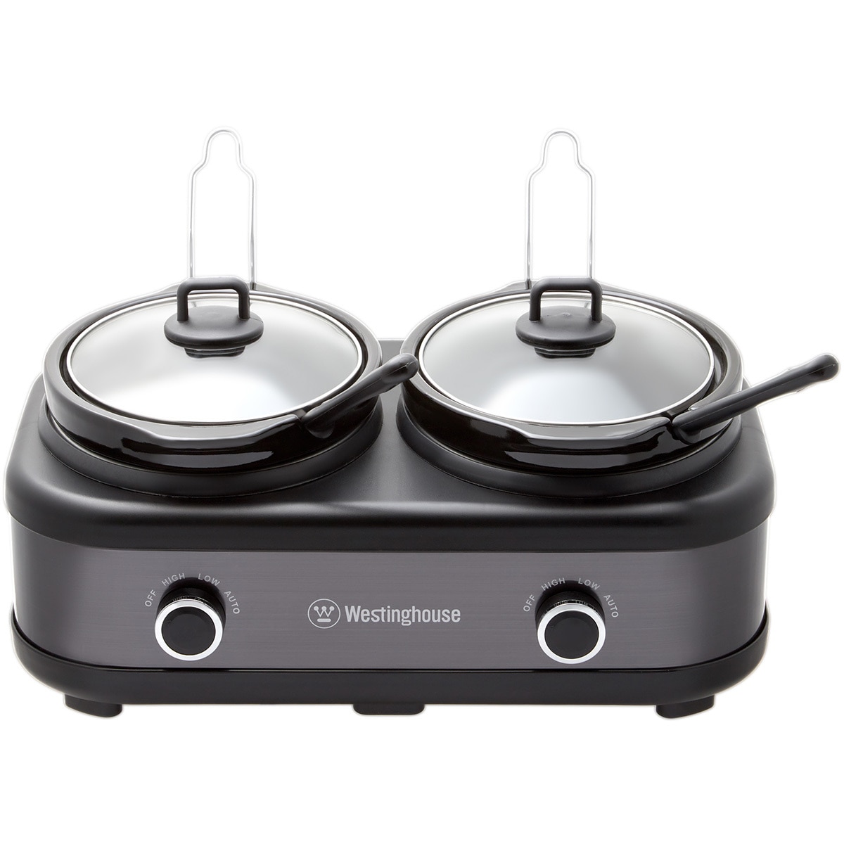 Westinghouse 2 X 2.5L Pot Slow Cooker, Black Stainless with Auto Function