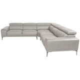 Abbyson Quinton Top Grain Leather Sectional with Adjustable Headrests Grey