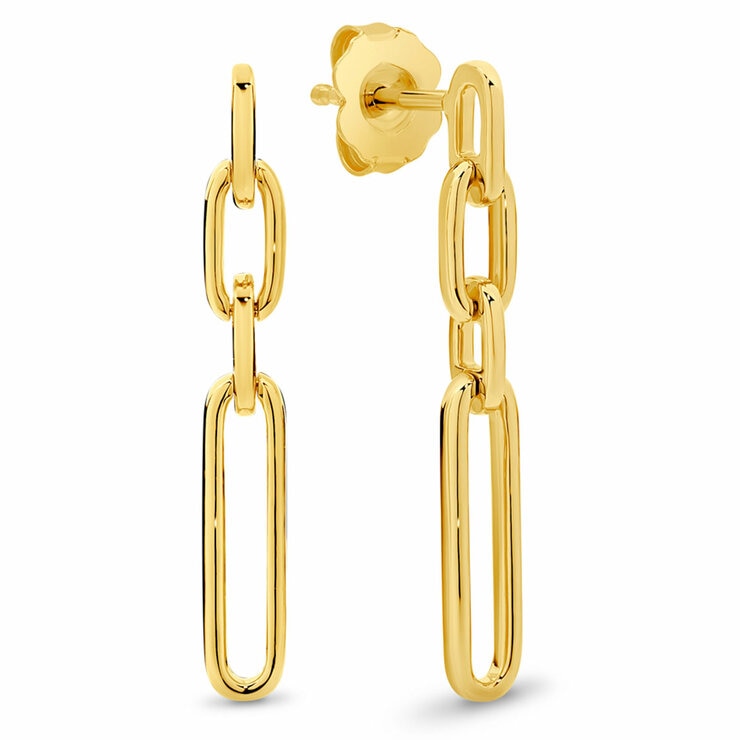 18KT Yellow Gold Paperclip Drop Earrings 18KT Yellow Gold Paperclip Drop Earrings