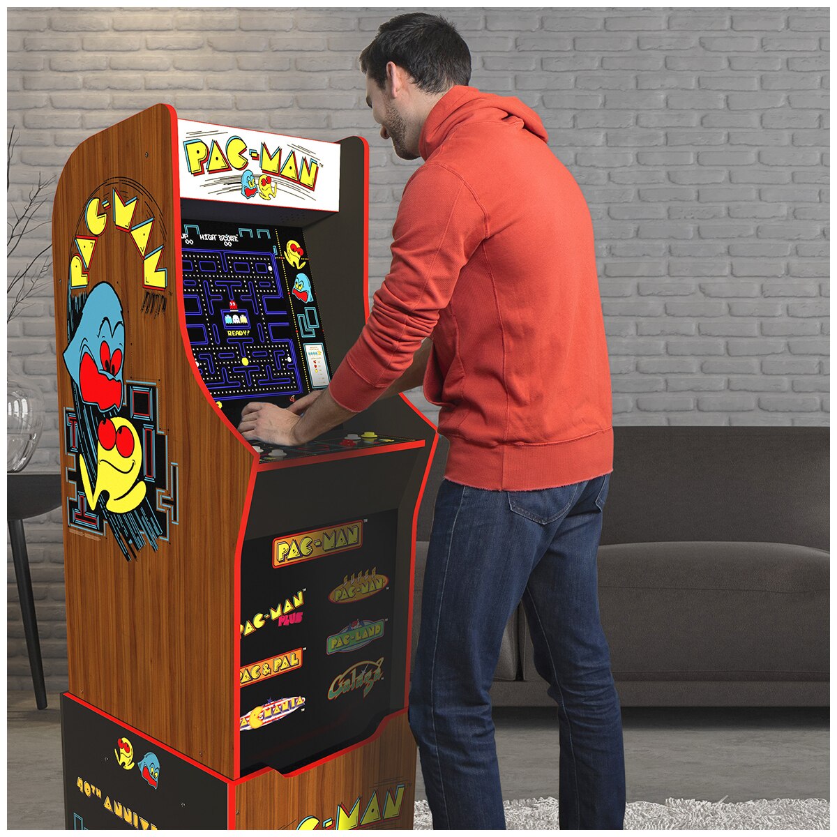 costco pac man arcade with stool