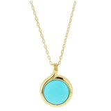 14KT Yellow Gold Turquoise Circle Pendant Necklace