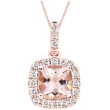 18KT Rose Gold 0.20ctw Round Diamond Morganite Pendant